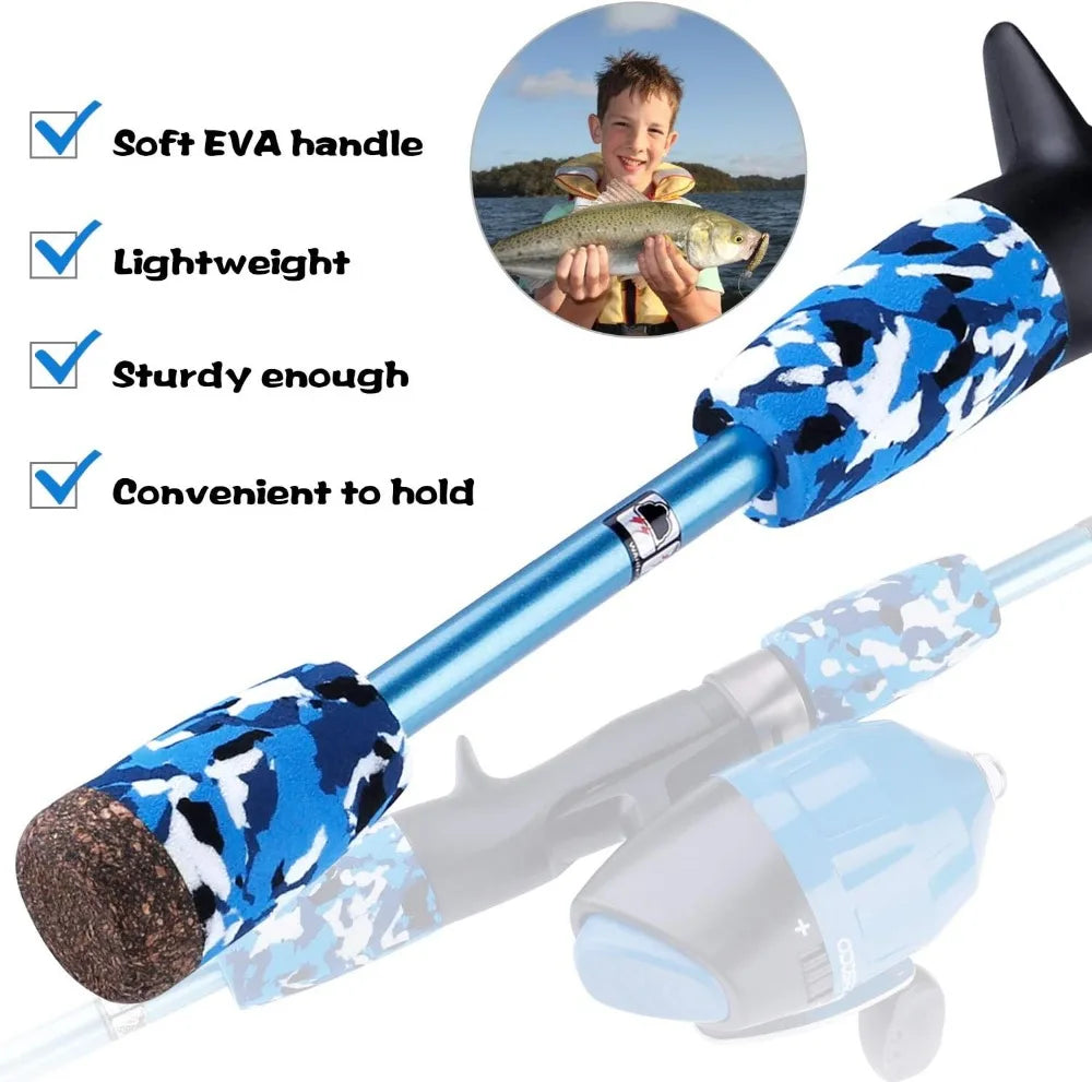 Kids Fishing Pole Pink, Portable Telescopic Rod and Reel Combo Kit with Tackle Box for Girls Youth