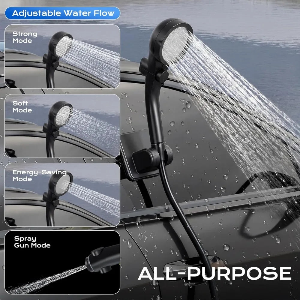 Portable Camping Shower with Immersion Heater, 6000mAh Rechargeable Pump, LED Display for Outdoor Hiking, Travel, Car Wash, Pet Bath