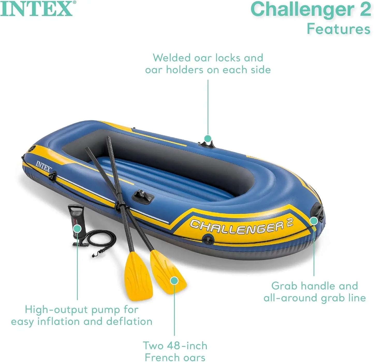 2-Person Inflatable Boat Set: Includes Oars & High-Output Pump, 300lb Capacity