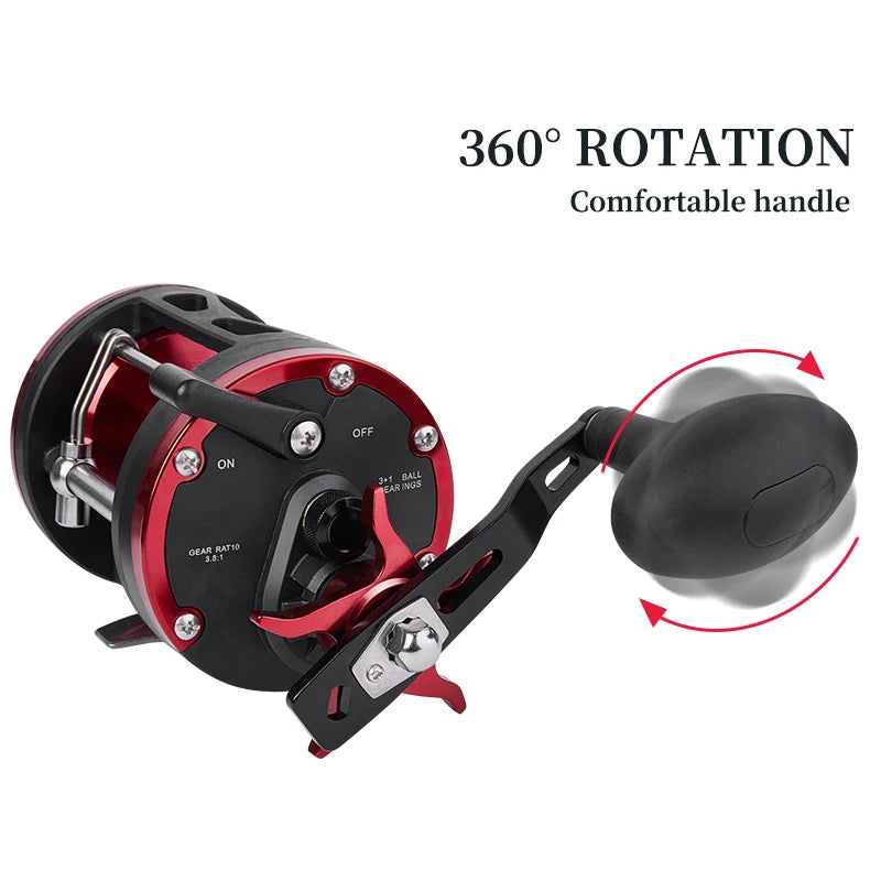 Trolling Drum Reel 33LB Max Drag 3.8:1 Gear Ratio Smooth Fresh Saltwater Fishing Reels for Sea Bass Catfish  Grouper Trout