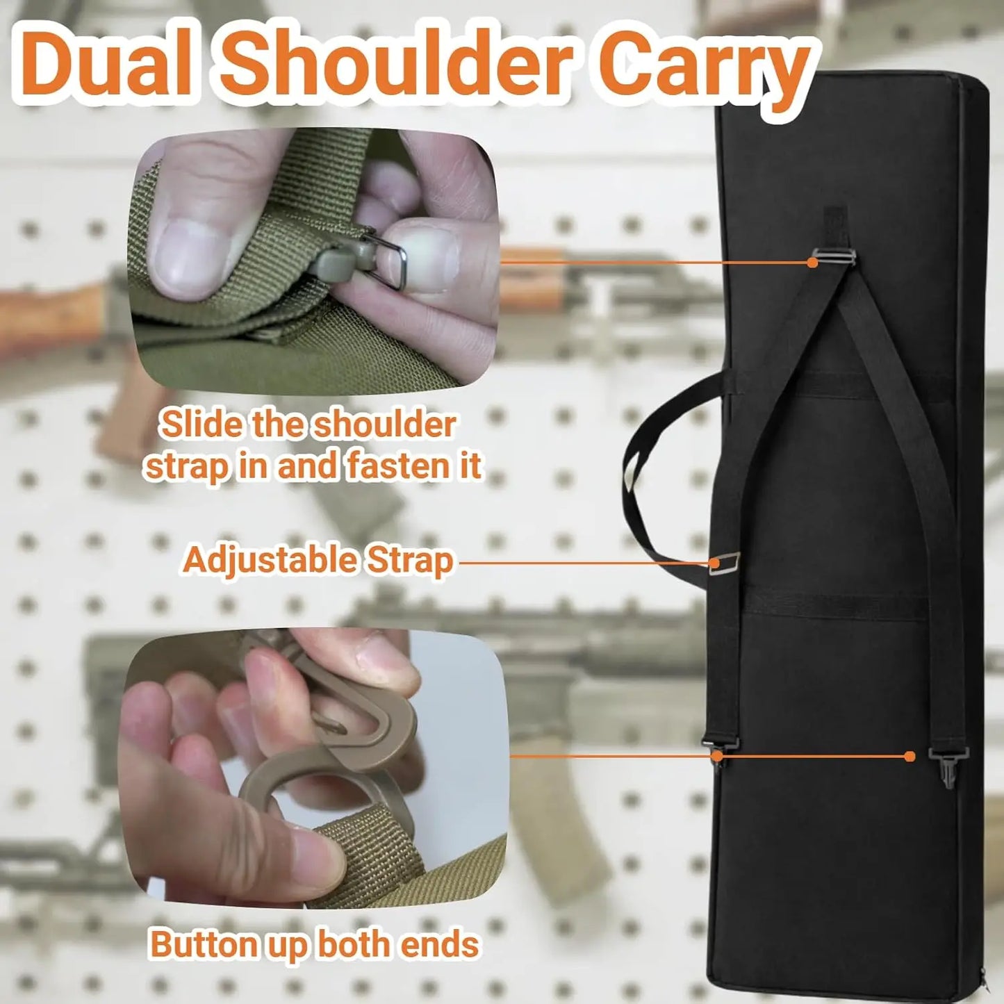 36 46 in Double Rifle Soft Case Dual Rifle Bag Tactical Shotgun Case with Tactical Pockets Backpack for Hunting and Shooting