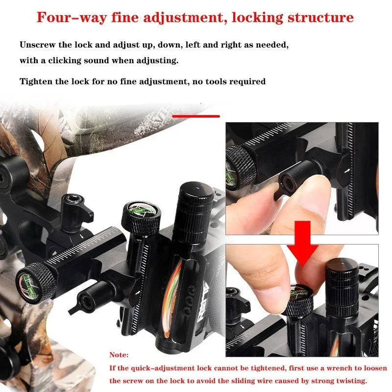 5 Pin Compound Bow Sight with 4x/6x/8x Lens 0.019" Optical Fiber CNC Aluminum Alloy Left/Right Hand Adjustable for Hunting Shooting Target Practice Archery Accessories