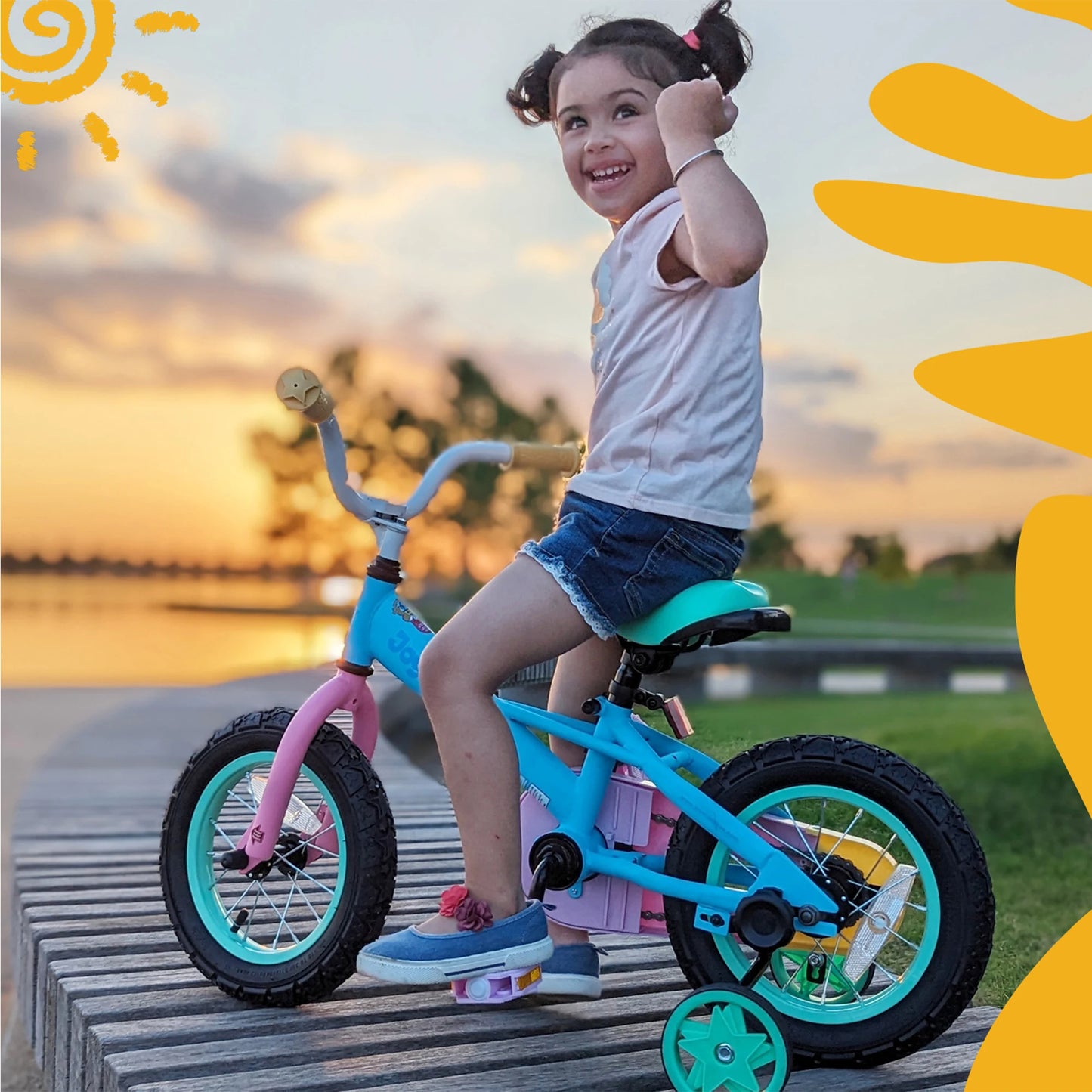 JOYSTAR Macaroon Kids Bike 12-18 Inch Training Wheels Basket Rainbow Colors for Girls 2-9 Years Toddler Bicycle Children's Cycling
