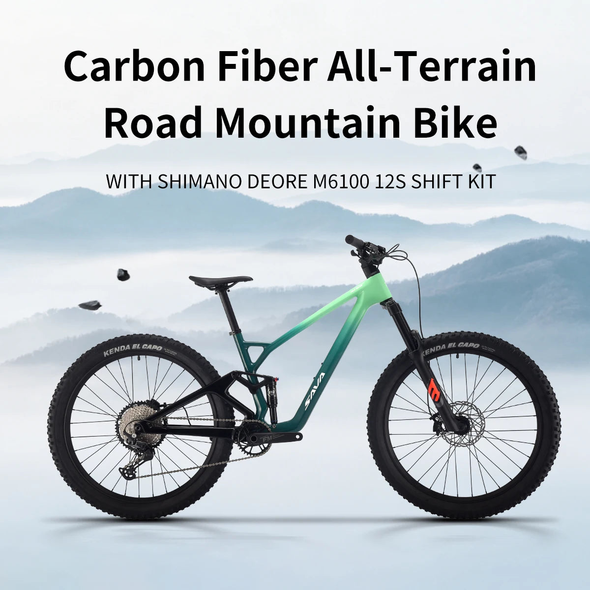 New SAVA TITAN612 Full Carbon Fiber Mountain Bike Soft Tail Shock-Absorbing Hydraulic Disc Brake All-Terrain Off-Road Adult Bicycle