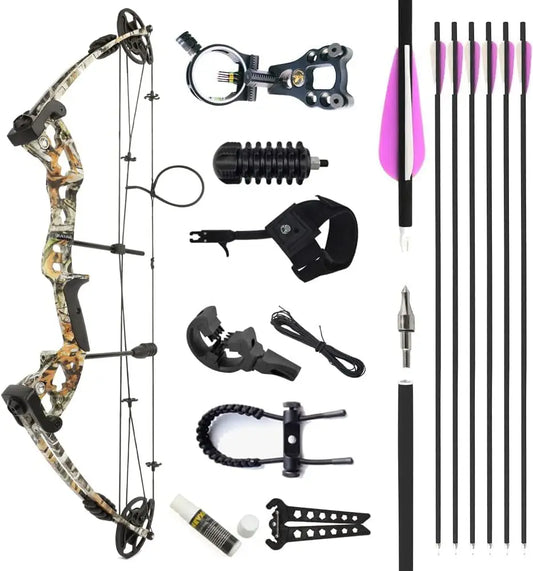 Archery Compound Bows Kit Draw Weight 30-55 lbs Hunting Bow IBO 310fps Adults Archery with Hunting Accessories - Right Handed