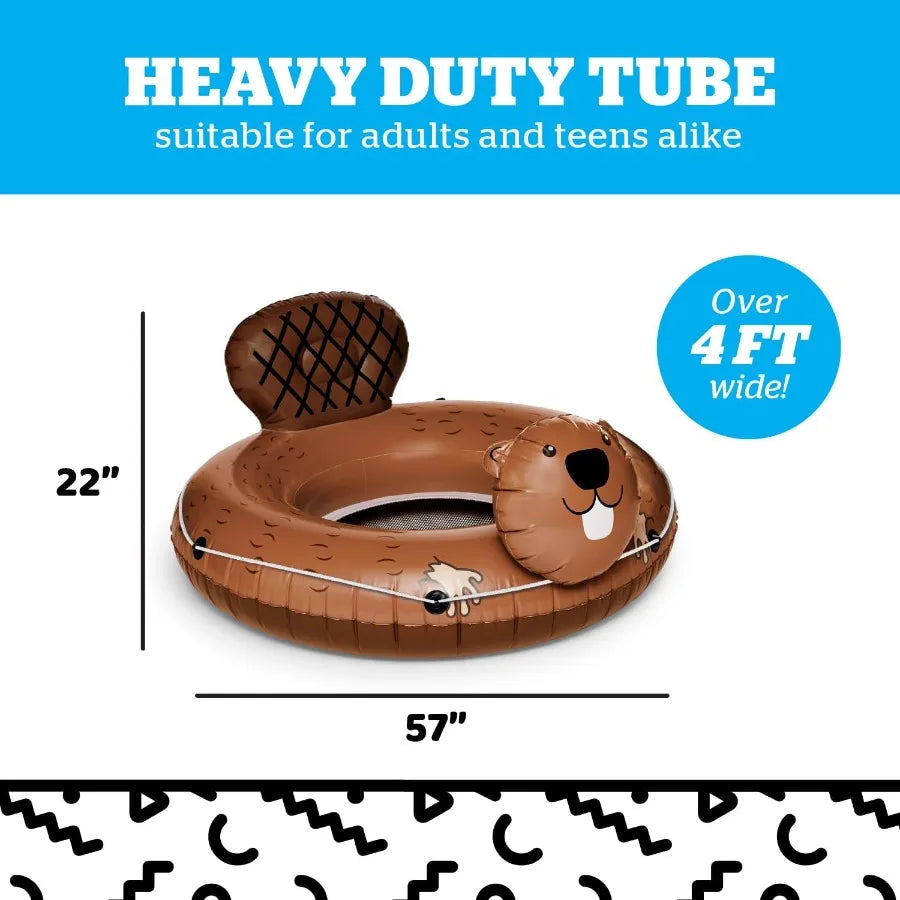 . Heavy Duty River Tube Inflatable Raft for Floating River Float with Drink Holder Grab n' Latch Rope and Comfy Mesh Seat - Bea