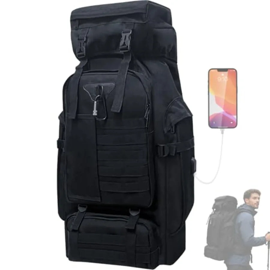 Hiking Backpack, 100L Large Camping Backpack, Expandable Waterproof MOLLE Rucksack, Outdoor Sport Travel Daypack Military Tacti