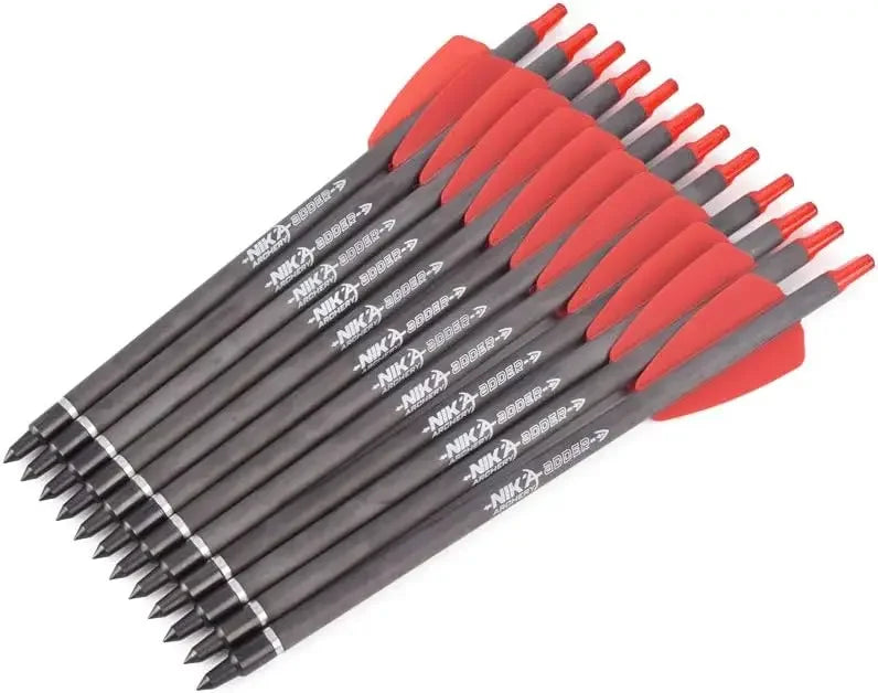 TY Archery 7.5" inch R9 Crossbow Bolts Carbon Arrows 2" Red Vanes with 100grain Broadhead for Hunting Shooting Targeting
