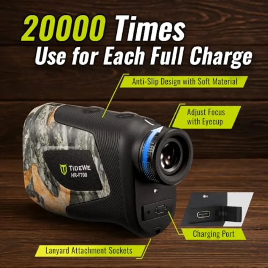 Hunting Rangefinder with Rechargeable Battery 700/1000Y Camo Laser Range Finder 6X Magnification Distance/Angle/Speed/Scan Mult