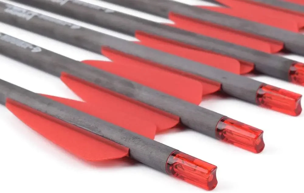TY Archery 7.5" inch R9 Crossbow Bolts Carbon Arrows 2" Red Vanes with 100grain Broadhead for Hunting Shooting Targeting