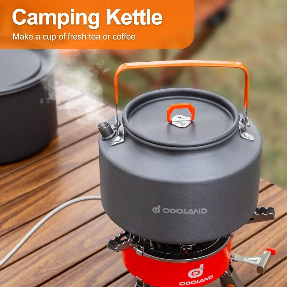 Lightweight Camping Cookware Set with Pot, Pan & Kettle, Portable for Backpacking & Picnic