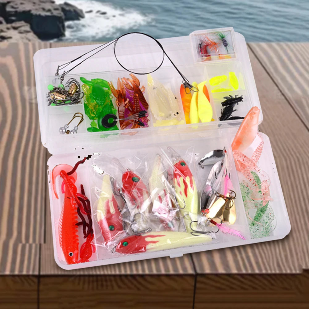 Carbon Steel Fishing Lures Kit Multifunction Topwater Bait Rigs Rust Proof Spinnerbaits Set for Outdoor Fishing Accessories Tool