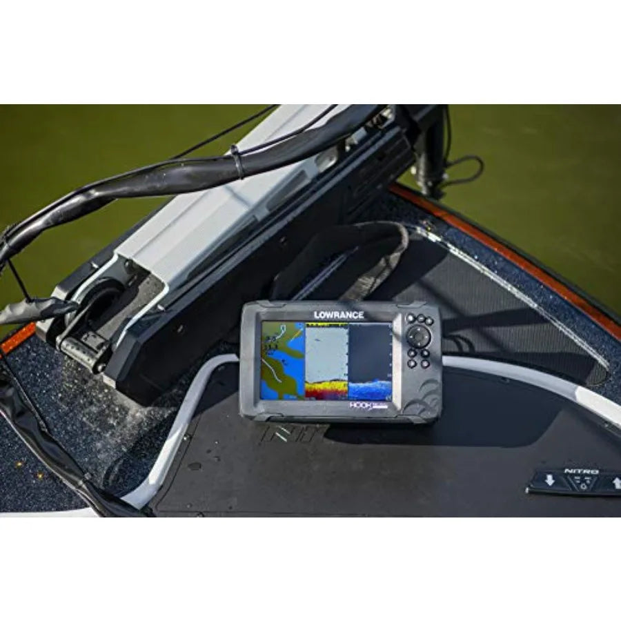 5-inch Fish Finder with SplitShot Transducer Preloaded C-MAP US Inland Mapping for Freshwater Fishing Black High-Resolution Dis