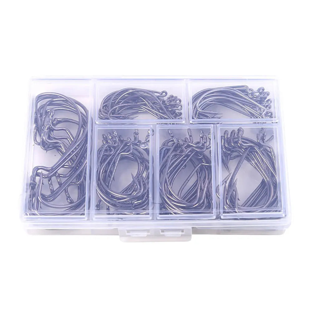 110Pcs Fishing Hooks Set Carbon Steel Barbed FishHooks Fishing Barbed Hooks for Freshwater Saltwater Fishing Accessories