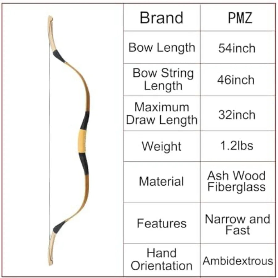 Archery Recurve Bow Set 54 High-Performance Horse Bow for Hunting Right Left Hand Traditional Turkish Bow for Youth Adults Begi