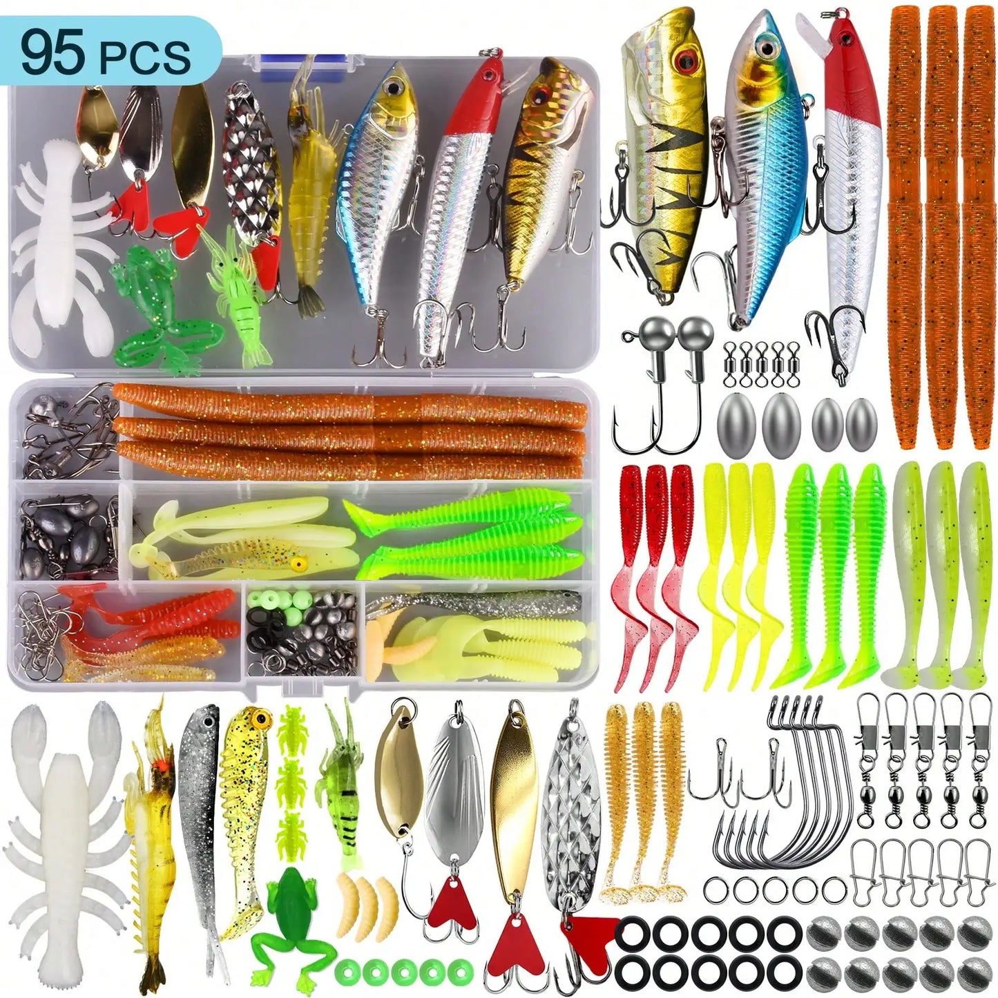 Multifunctional Artificial Fishing Lure Tackle Kit Durable Simulation Bait Set With Sharp Treble Hooks Universal For Freshwater Saltwater Lake Sea Bass Trout Angling Beginner Professional Fishing Gear Supplies