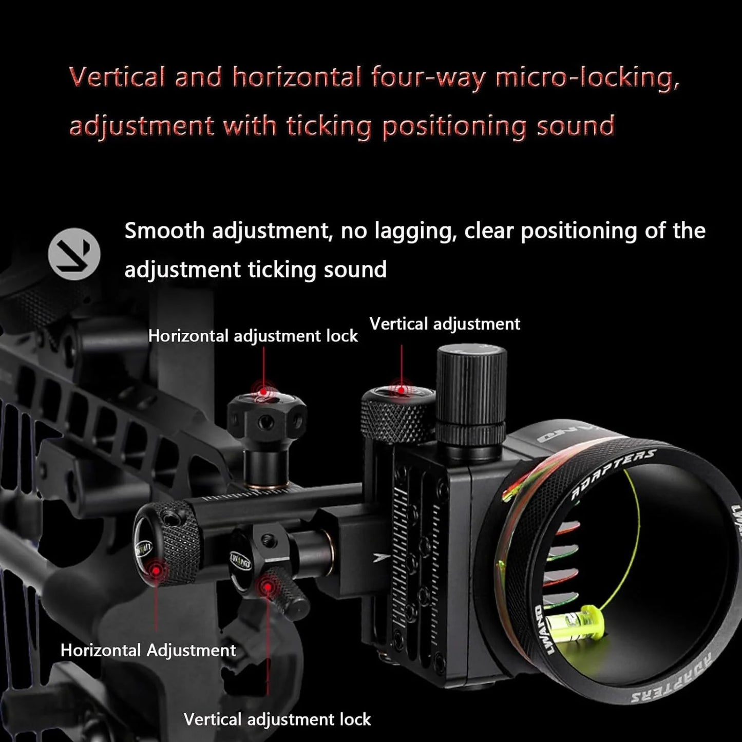 Bow Sight 5Pin Adjustable Fiber Optic Alloy Portable Durable for Compound Bow Target Shooting Practice Outdoor