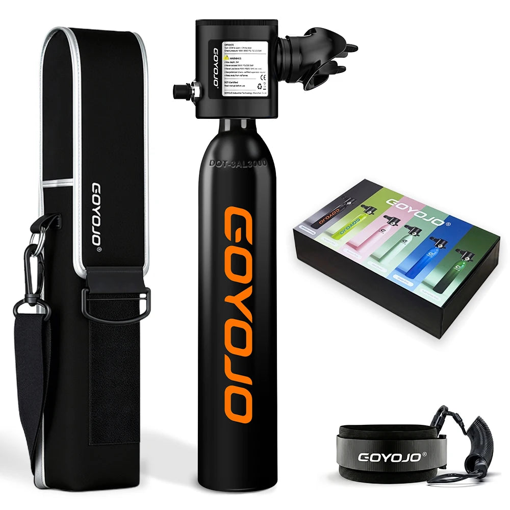 GOYOJO Mini Scuba Tank 0.5L Portable Small Diving Tank for Underwater Breathing Reusable Diving Cylinder Lung Air Tank for Emergency Rescue Boat Cleaning Backup Air Source Pony Bottle