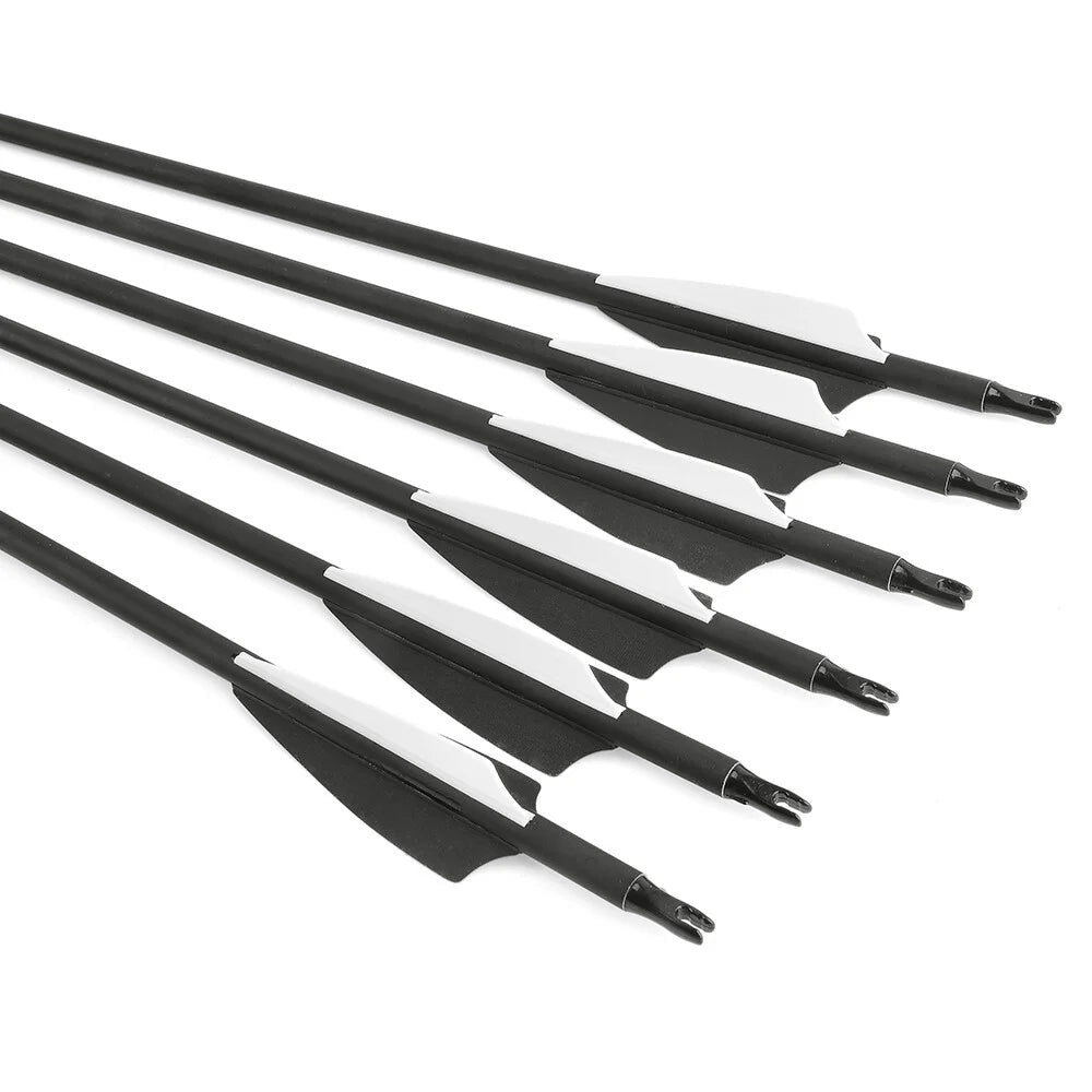 12pcs Archery Carbon Arrow SP500 Mixed Carbon 3 Inch Rubber Feather 100Grain Target Point for Compound Bow Shooting Hunting Acc