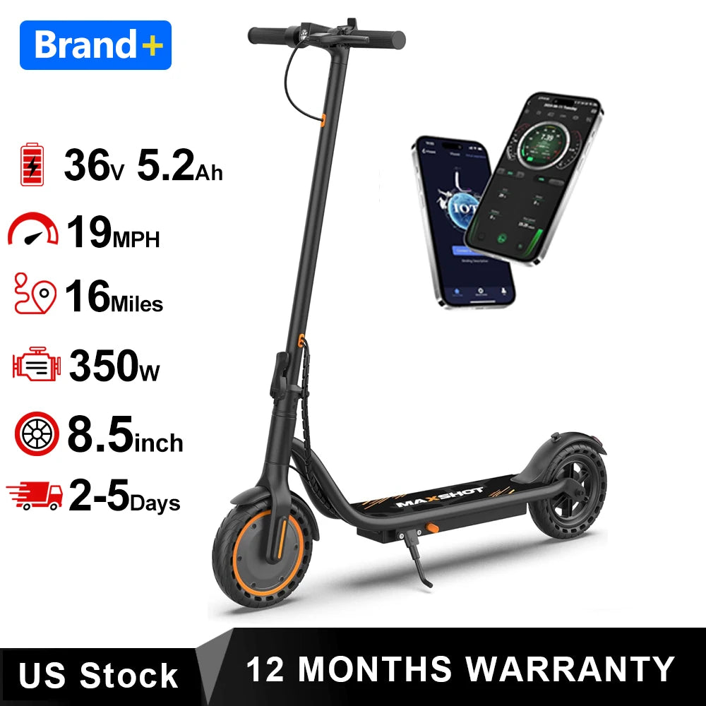 2026 New 8.5‘’ Electric Scooter Solid Tire 350W 19mph APP Smart Control 4 Speed Modes Foldable E-Scooter 16miles Max Range for Campus Commuting