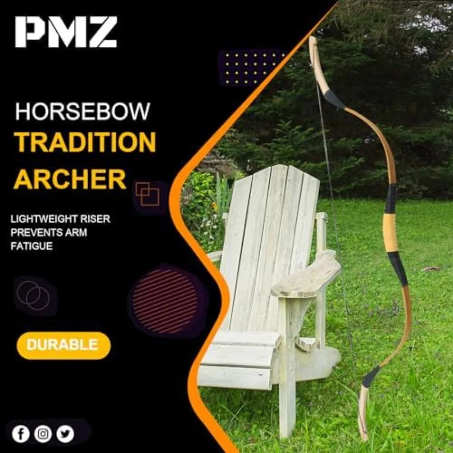 Archery Recurve Bow Set 54 High-Performance Horse Bow for Hunting Right Left Hand Traditional Turkish Bow for Youth Adults Begi
