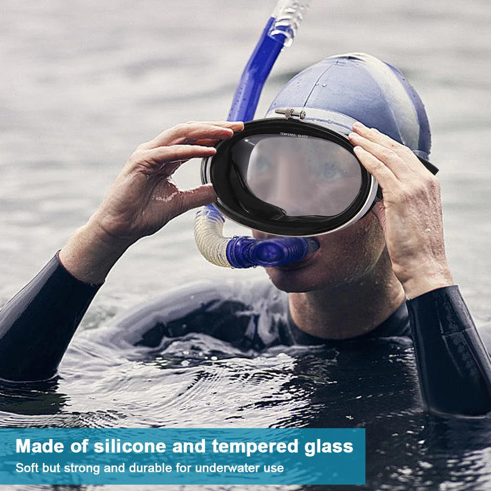 Snorkeling Equipment Mask HD Waterproof Fisherman Swimming Goggles Stainless Steel Anti-Fog Silicone HD Tempered Glass Dive-Mask