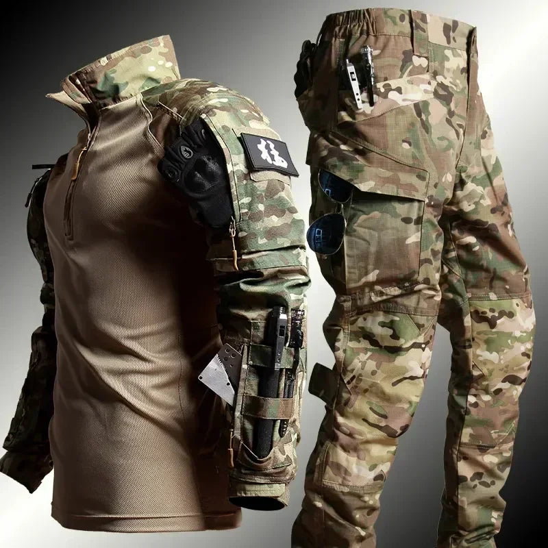 Outdoor Pants Tactical Suit Men Airsoft Hunting Clothes Paintball Military Uniform Assault Hiking Shirts Special Forces Sets