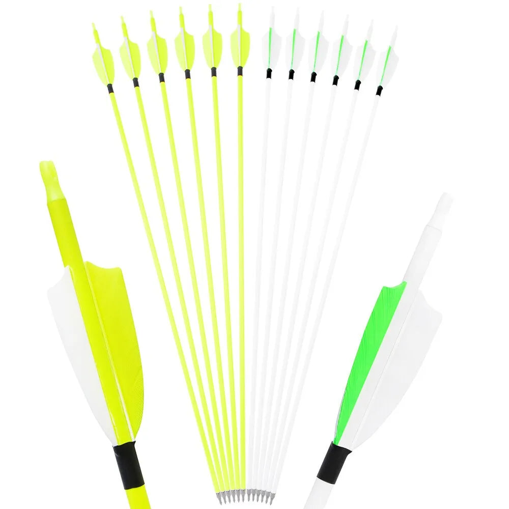 12pcs 31.5" Mixed Carbon Arrow SP500 3inch Turkey Feather Archery Recurve Compound Bow Hunting Shooting Target Carbon Arrows