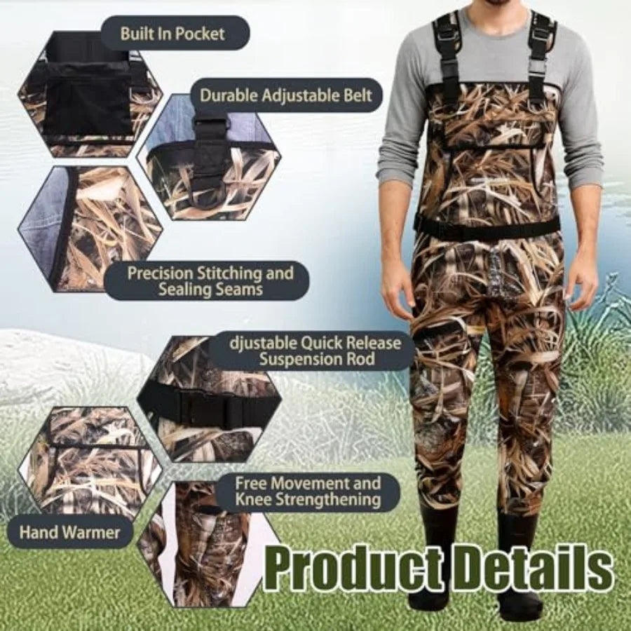 Neoprene Fishing Waders for Men, Waterproof Chest Waders