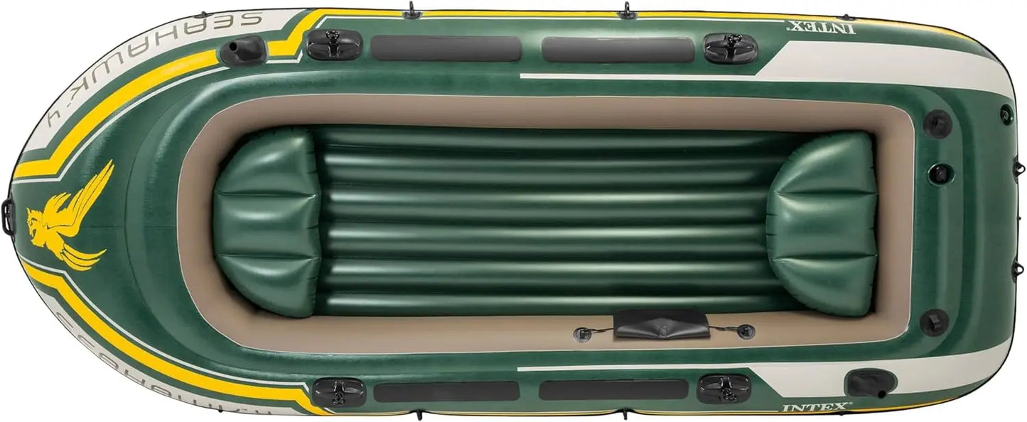 Inflatable Boat Set with Oars, High-Output Pump, Fishing Rod Holders, and Gear Pouch - Complete Series