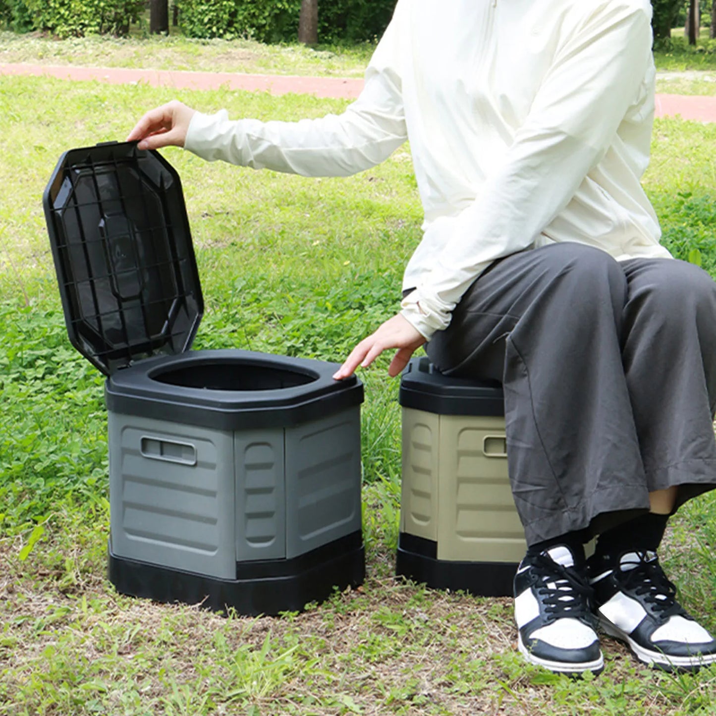 Folding Portable Toilet Reusable Collapsible Toilets with Lid Emergency Toilets for Adults Travel Outdoor Hiking Trips Beach