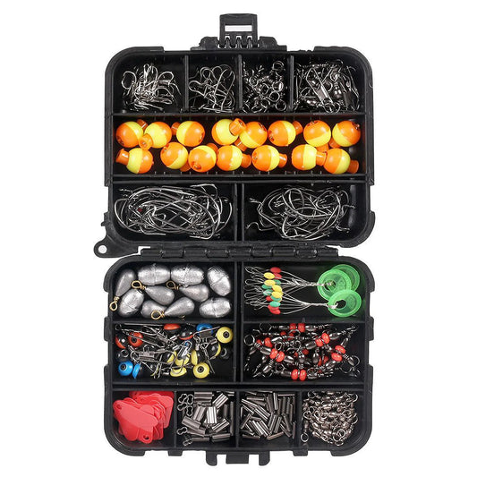 263pcs Fishing Accessories Set with Tackle Box Including Plier Jig Hooks Sinker Weight Swivels Snaps Sinker Slides