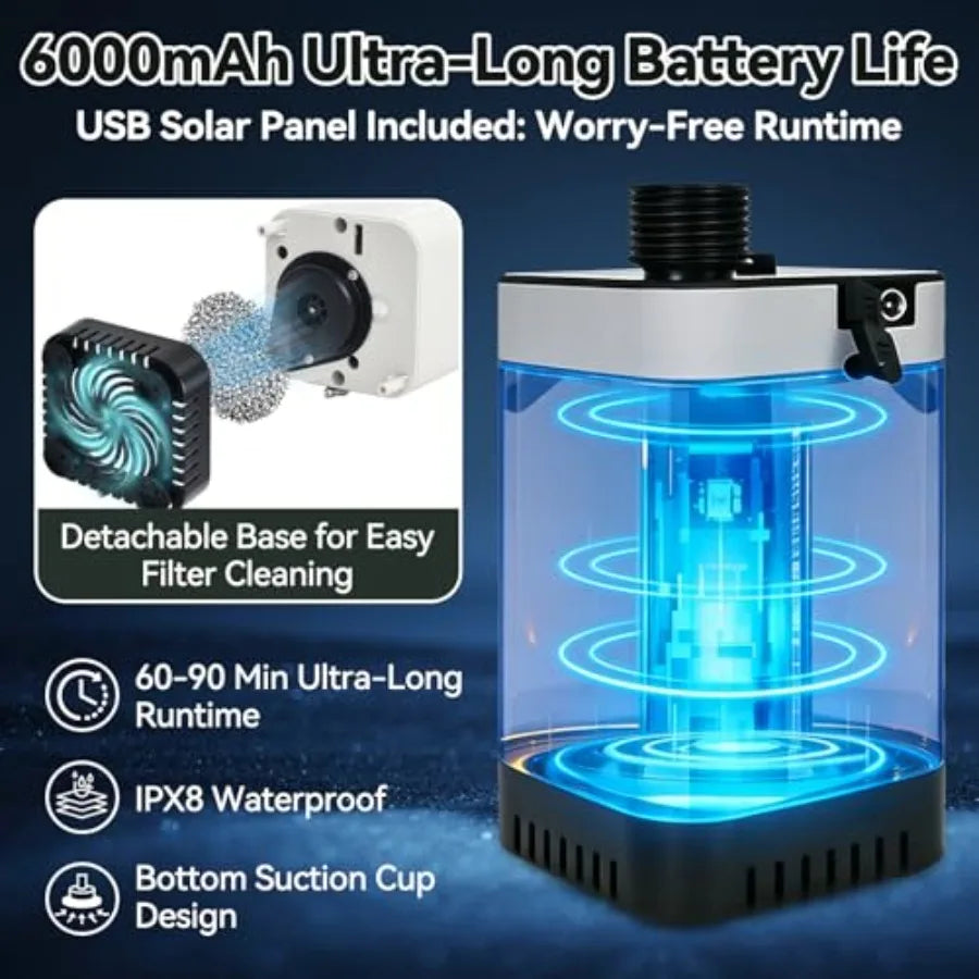 Camping shower with heater and 5-gallon water jug, portable rechargeable shower with 6000mAh battery, 1500W immersion heater, a