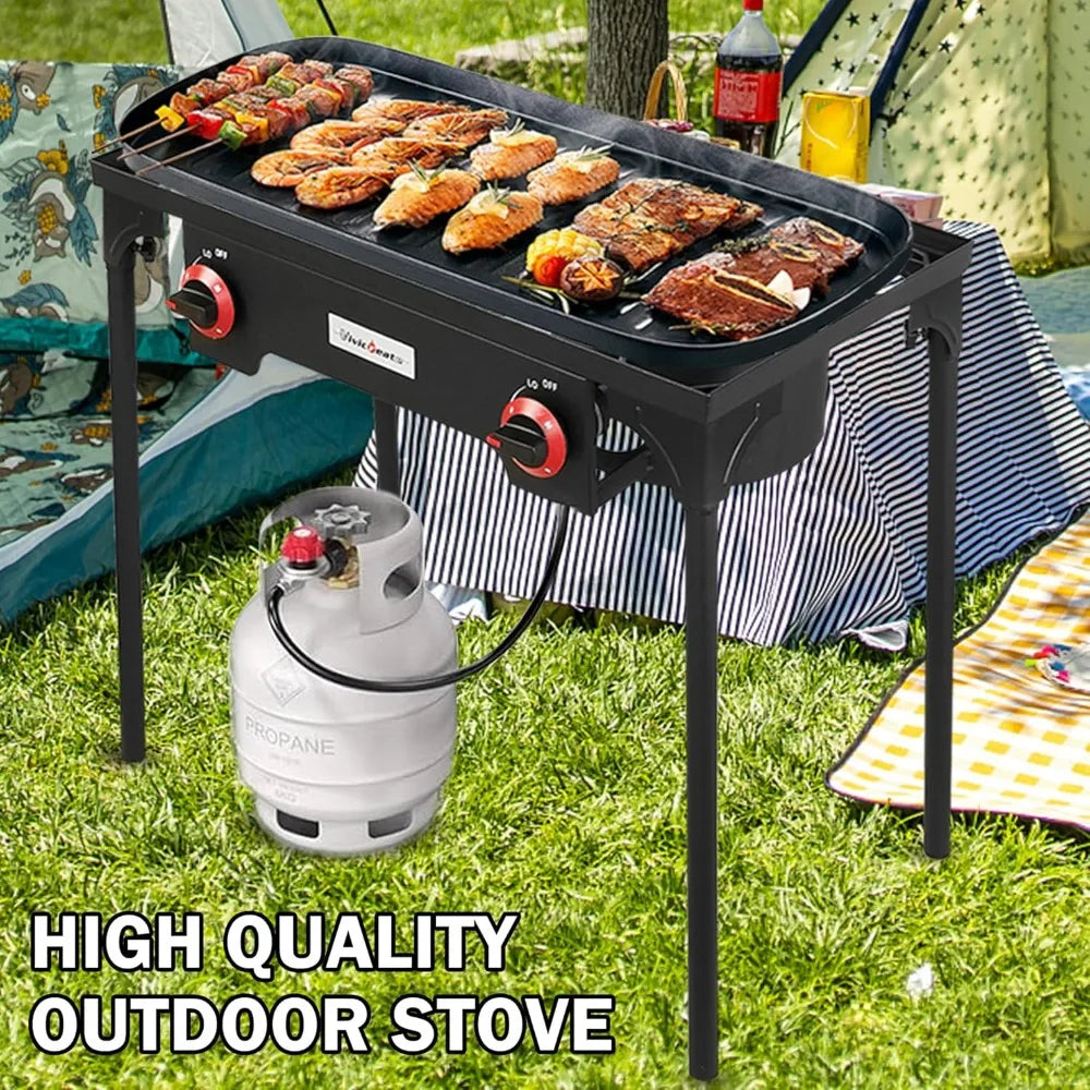 2 Burner Propane Grill Portable Gas Stove for Camping Backyard BBQ Outdoor Cooking