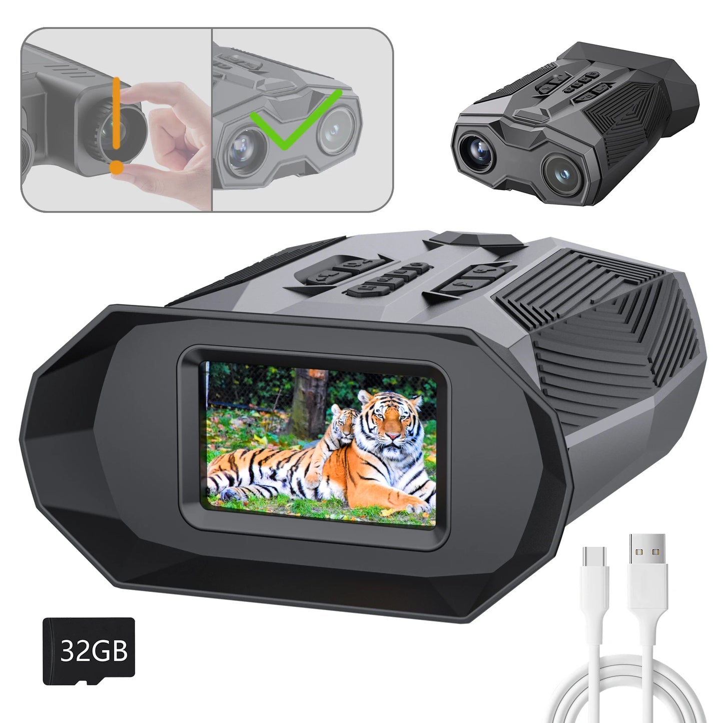 4k Night Vision Binoculars 1968ft Viewing Range 20 Digital Zoom Rechargeable Battery 3 Inch Screen For Hunting Camping Security