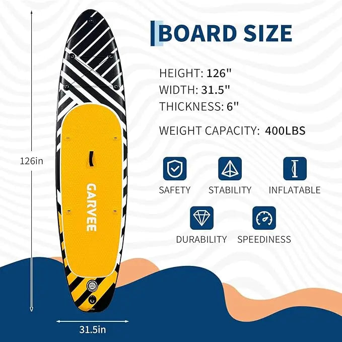 Inflatable Stand Up Paddle Board with Full SUP Accessories, 2-in-1 Paddle, Wide Stable Non-Slip Deck for Adults & Youth