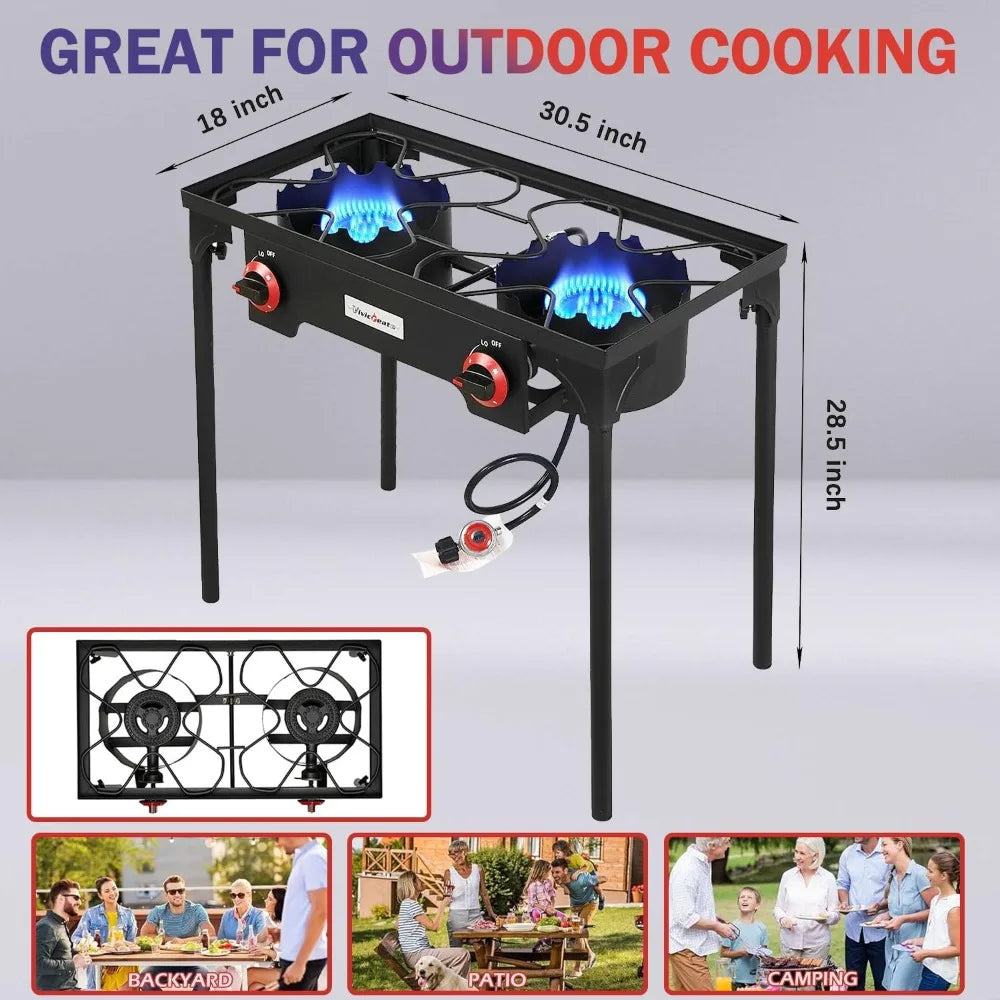2 Burner Propane Grill Portable Gas Stove for Camping Backyard BBQ Outdoor Cooking