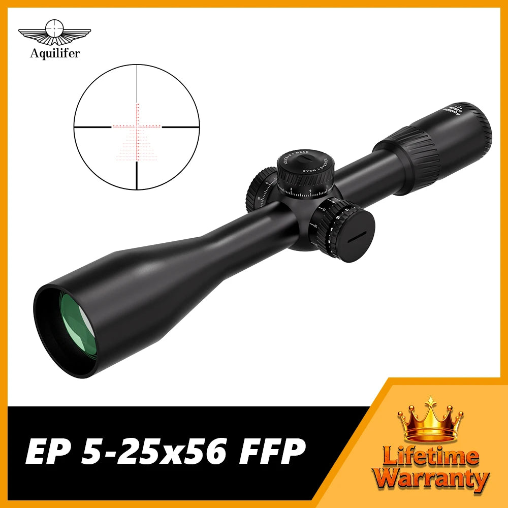 Aquilifer 5-25x56 Rifle Scope FFP Fully Multi Coated ED Glass Optics 56mm Objective for PRS Competition Long Range Hunting