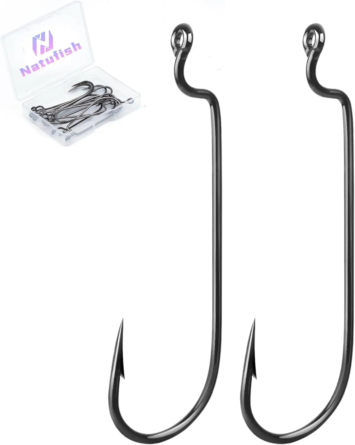EWG Worm Hooks for Bass Fishing, 50/100pcs Weedless Texas Carolina Rig, Sharp & Strong for Soft Plastics