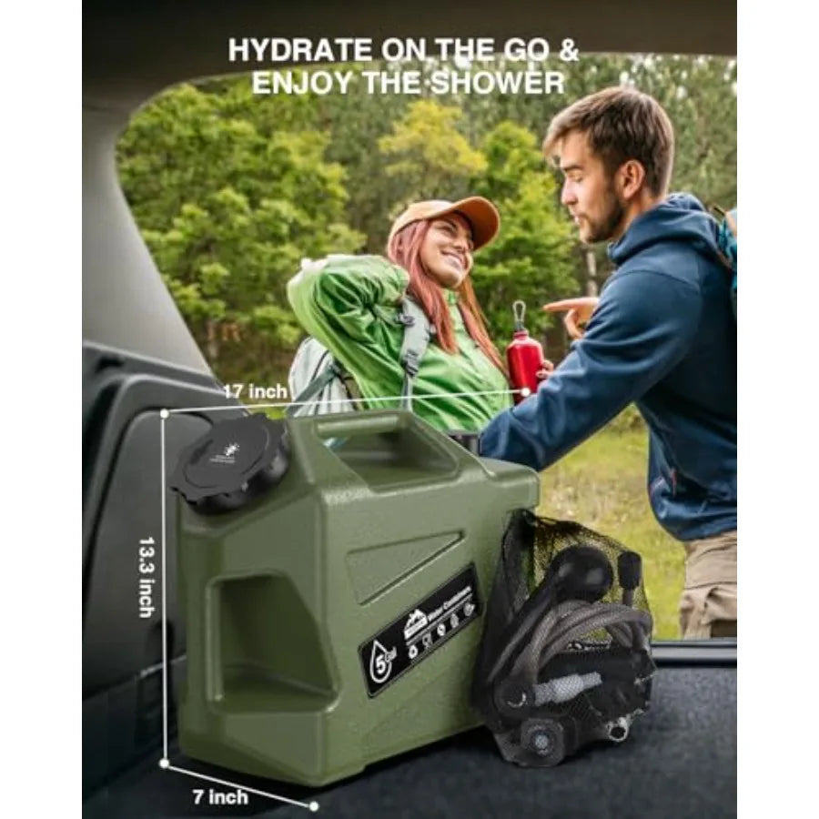 Portable Camping Shower with Water Jug Electric Rechargeable Camping Shower 5-Gallon Food Grade Water Containers Outdoor Camp P