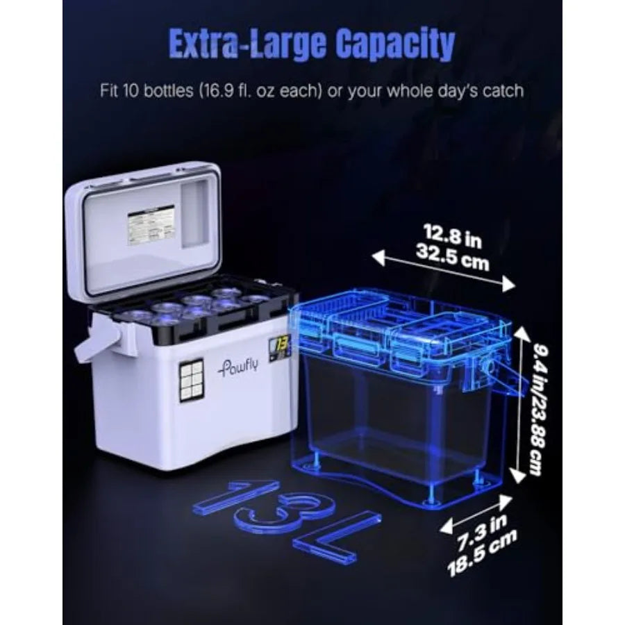 Live Bait Cooler, 13-19 QT Leak-Proof Fishing Cooler with Rechargeable Aerator, Portable Fish Livewell for Boat, Insulated Minn