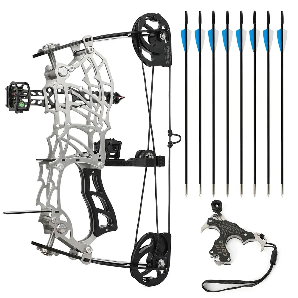 Right Hand Compound Bow 15-32lbs Adjustable Carbon Fiber Grip Target Practice Beginners Teen Youth Archery Shooting Pulley Bow
