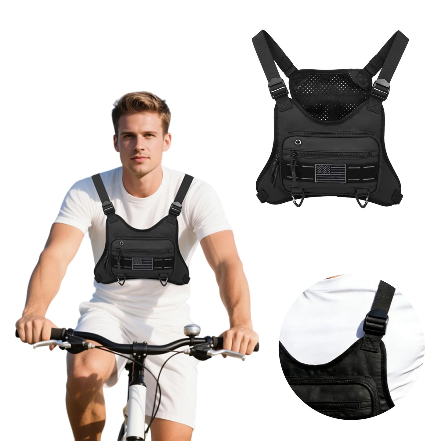 Chest Bag Anti-Theft Multi-Functional EDC Travel Chest Pack for Workouts Cycling Hiking Motorcycle Accessories