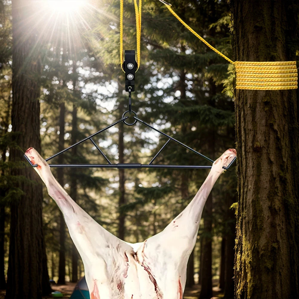 700LB Capacity Elk Hoist Pulley Lift System with Gambrel Hunting Game Hanging Kit for Deer Butcher Hunting Accessories Gift Set