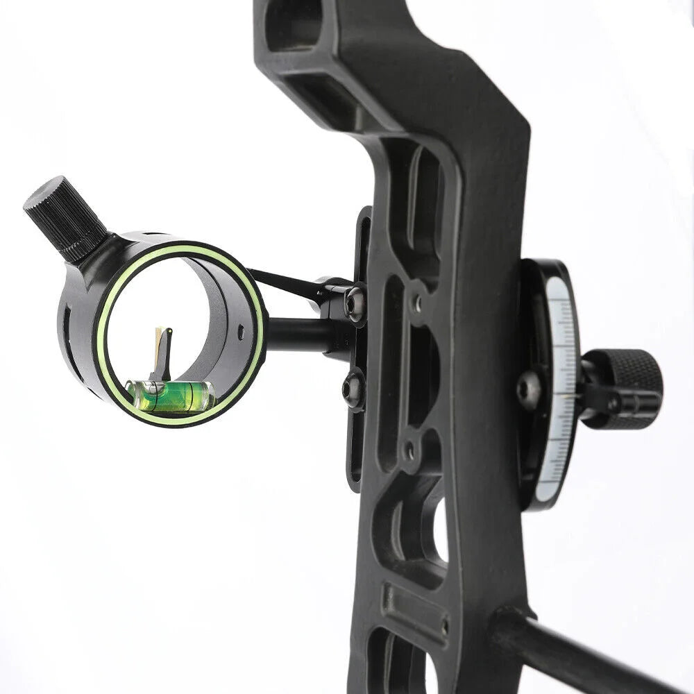 Adjustable Bow Sight 1 Pin 0.019" Fiber Aluminum Alloy Right Hand for Compound Bow Hunting Shooting Target Practice