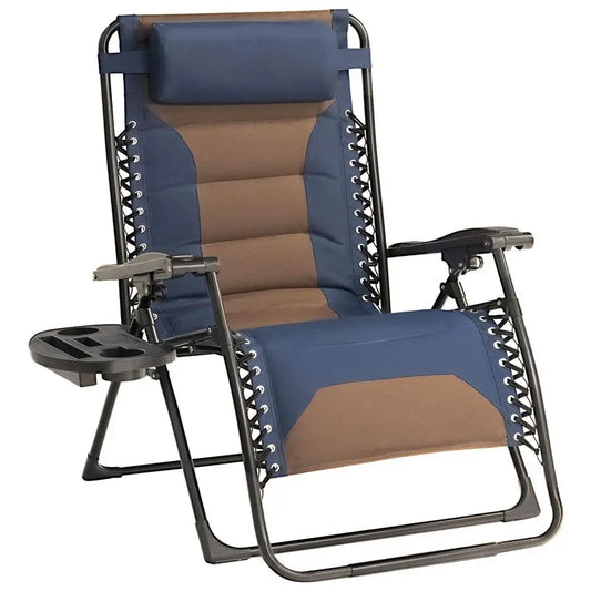 Gravity Chair Oversized Padded Recliner with Adjustable Headrest amp Cup Holder 600D Oxford Folding Lounge Chair for Outdoor Cam