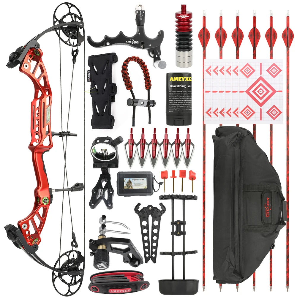Compound Bow 40-75lbs CNC Machined 350FPS 85% Let-off 25.5-30.5" Draw Length for Archery Hunting Shooting Target Practice Outdoor Accessories