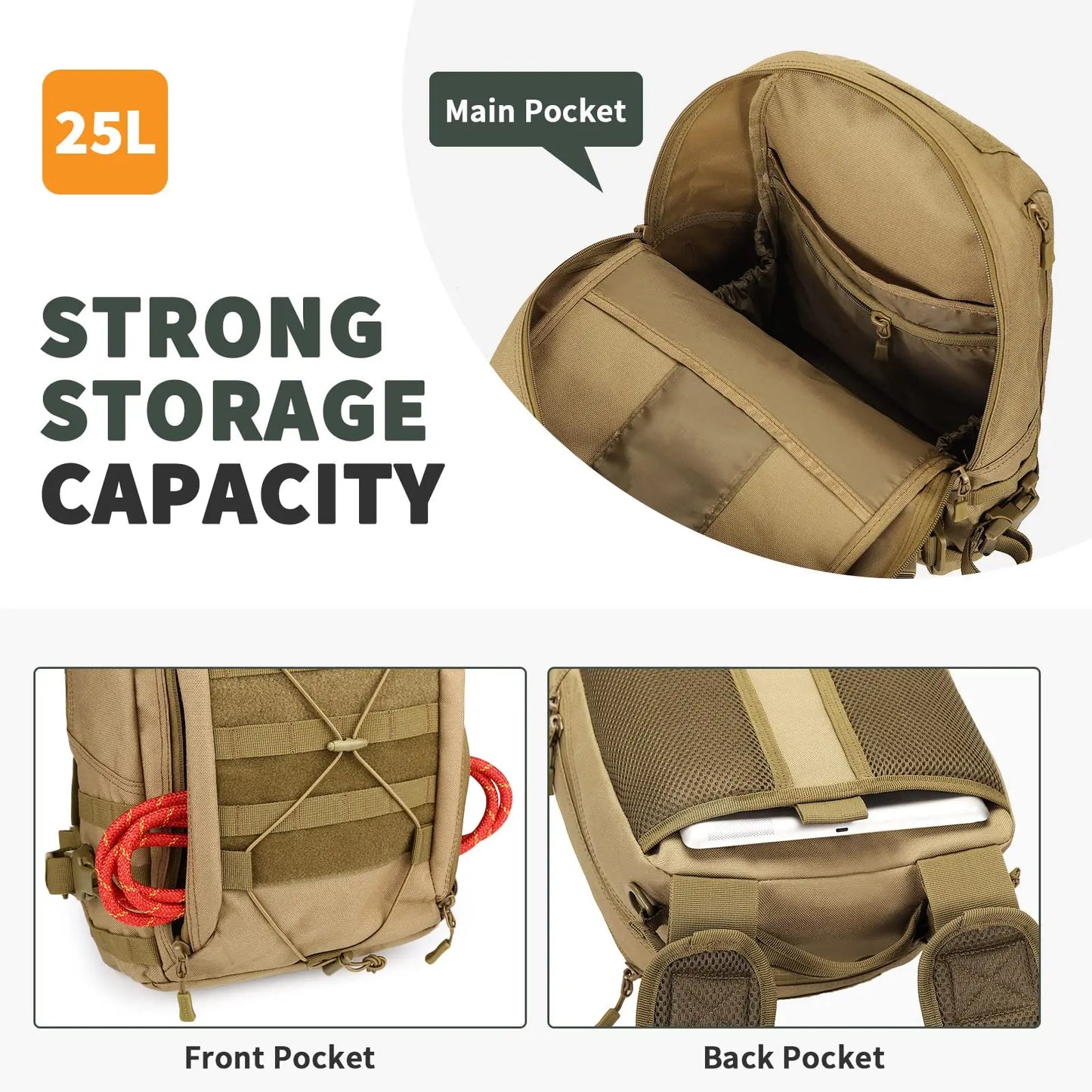 Tactical Backpack MOLLE System Hiking Rucksack Outdoor Gear
