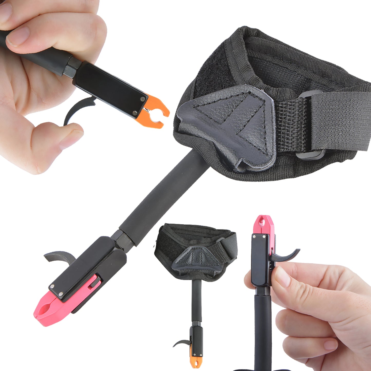 Compound Bow Wrist Release Adjustable Aluminum Alloy 360° Rotatable Jaw Caliper for Hunting Shooting Training Accessories