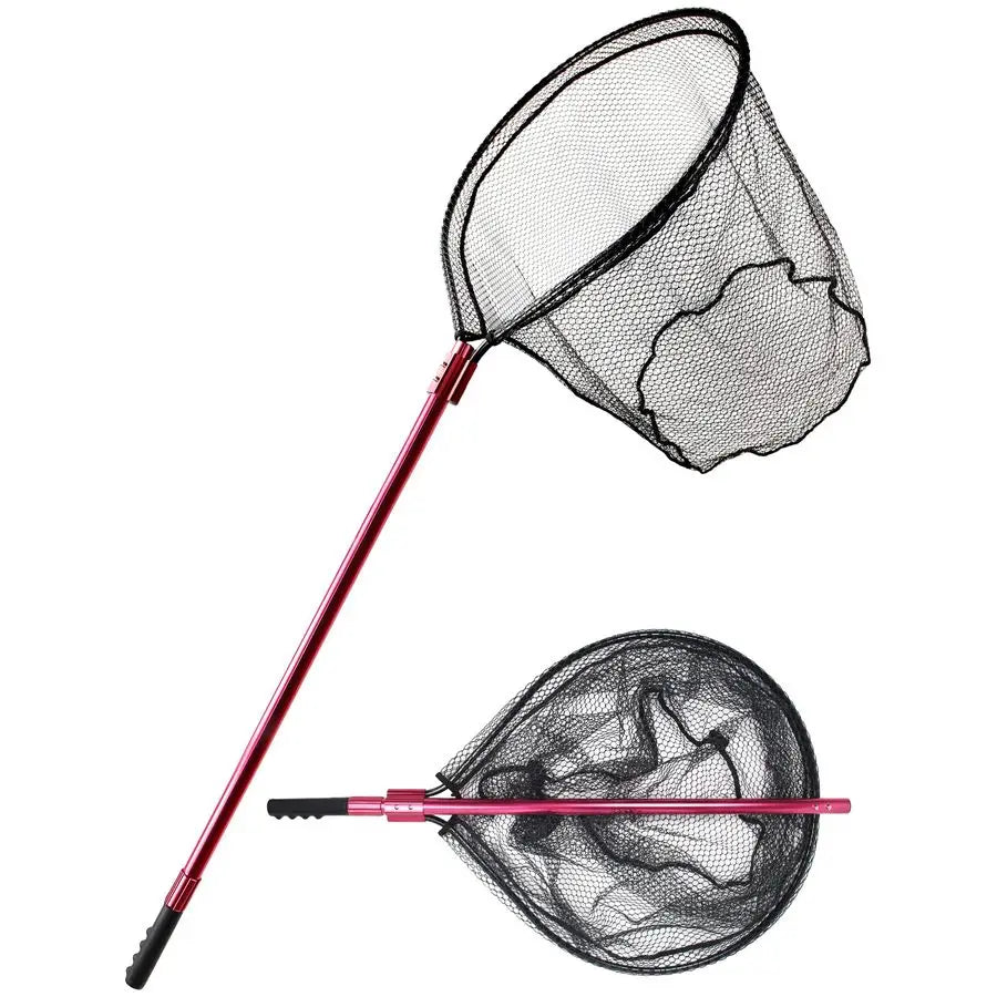 Extra Large Fishing Landing Net 7294 Heavy Duty Telescopic Aluminum Handle, SnagFree Rubber Mesh for Saltwater Boat, Net Hoop 28